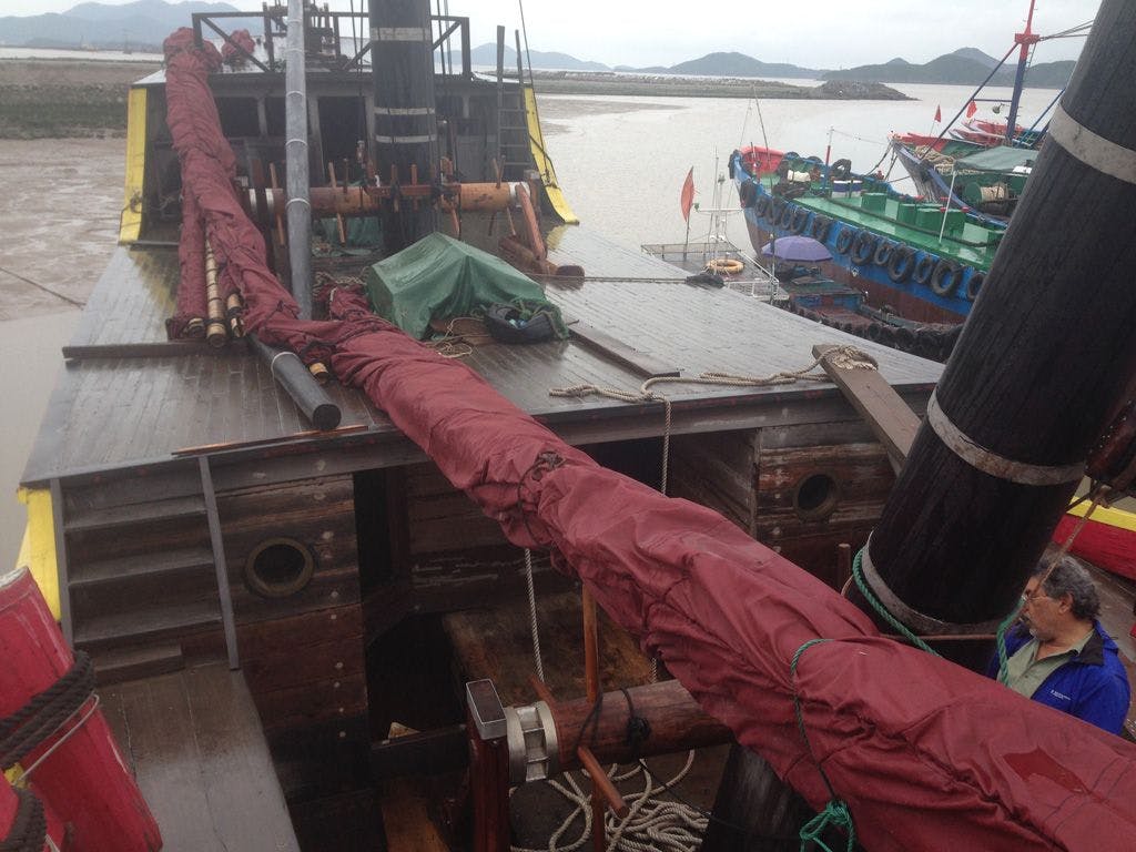 Fixtech Fix1DC Teak Deck Caulking on a Chinese Sailing Junk